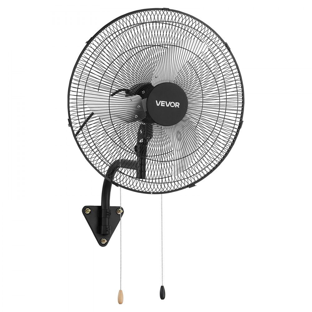 65W Industrial Wall Fan 57cm 6m/s Oscillating Wall Fan with 3 Levels and Adjustable Tilt Angle Commercial Industrial Fan for Workshop Garage Warehouse Gym Black
