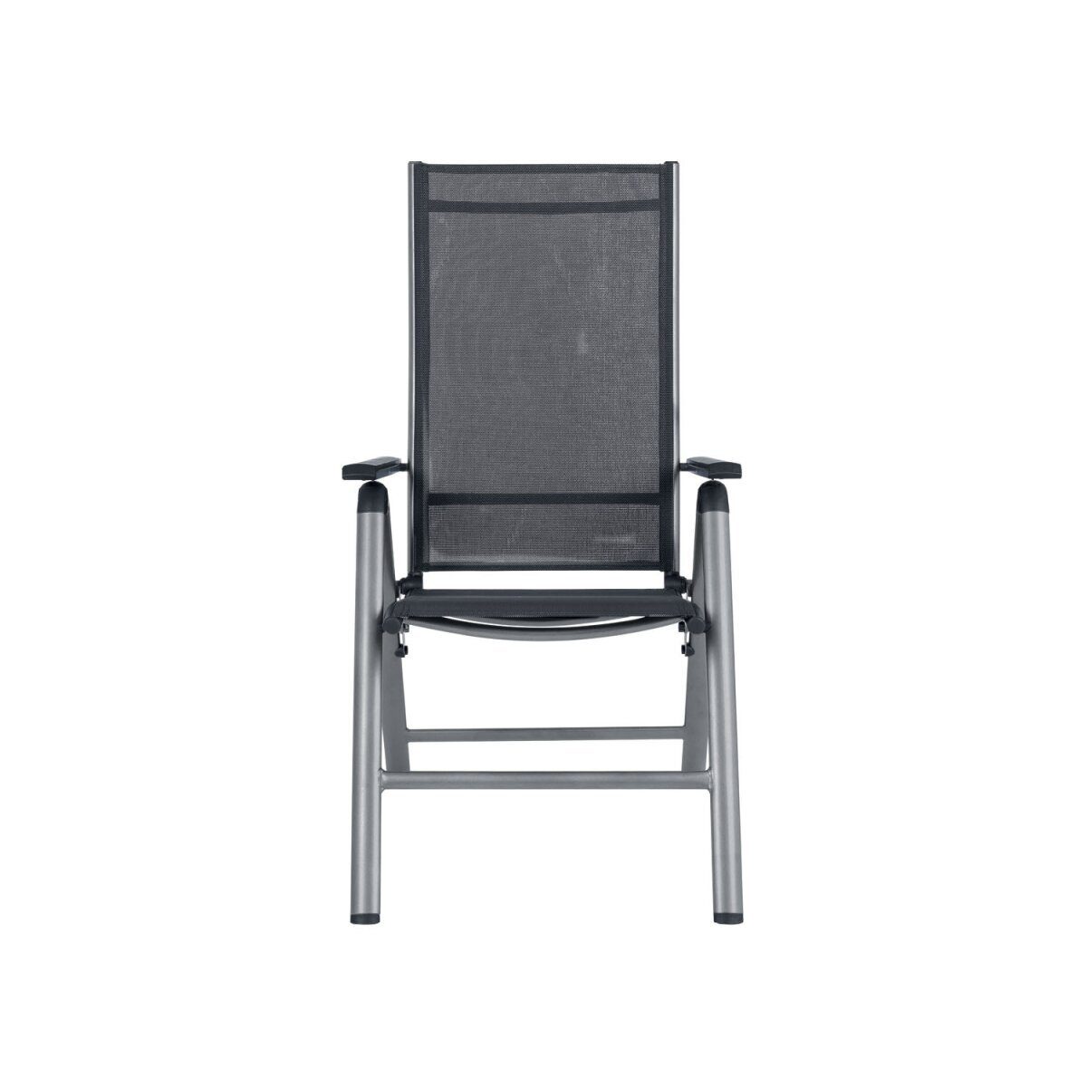 Designer 7-fach Aluminium Hochlehner Gartenstuhl 2er Set grau/silber