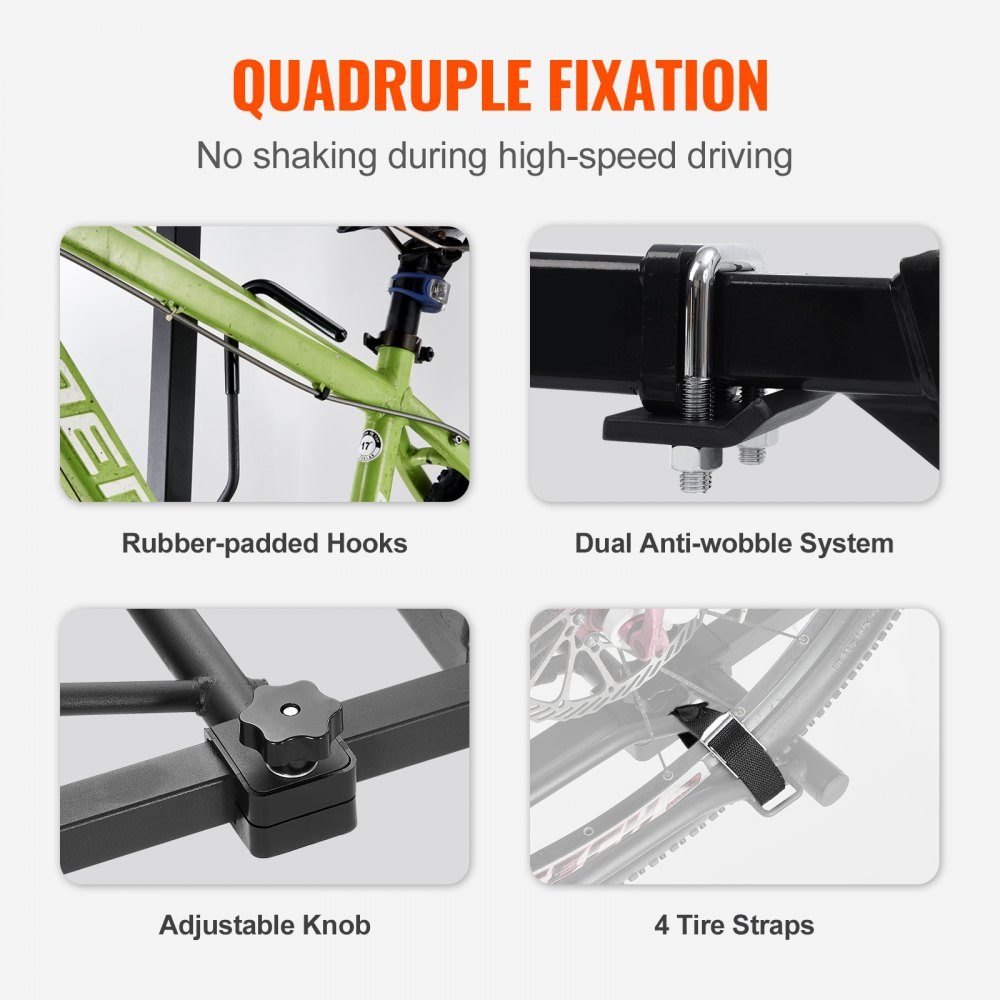Tow Hitch Bike Rack, 2 Bike Platform Style, 73kg Load Capacity, Bike Rack Hitch for 50.8mm Receiver, Foldable Bike Rack for Car, SUV, Truck etc