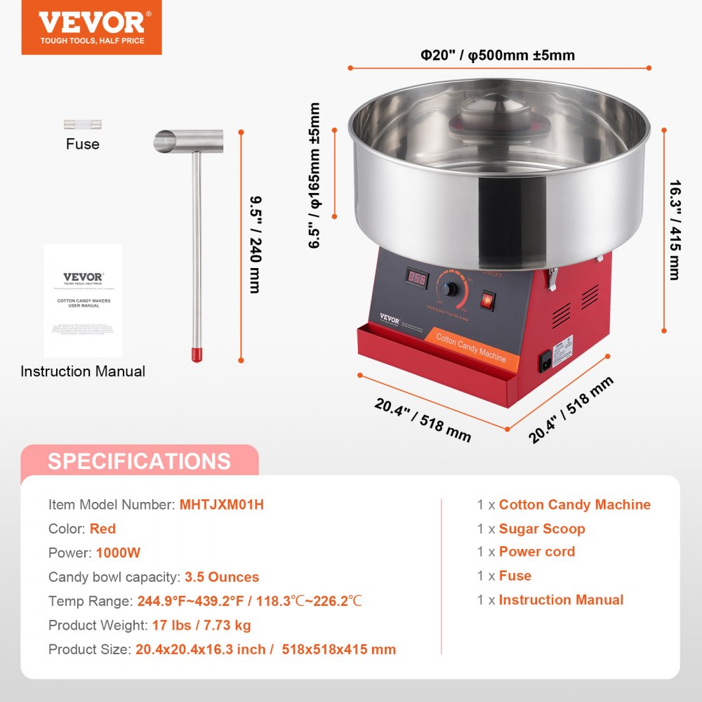 Electric Cotton Candy Machine, 1000W Cotton Candy Machine, Commercial Cotton Candy Machine with Stainless Steel Bowl & Sugar Spoon, Perfect for Children's Birthday Parties at Home, Family Gatherings (Red) Electric Cotton Candy Machine, 1000W Cotton Candy Machine, Commercial Cotton Candy Machine with Stainless Steel Bowl & Sugar Spoon, Perfect for Children's Birthday Parties at Home, Family Gatherings (Red)