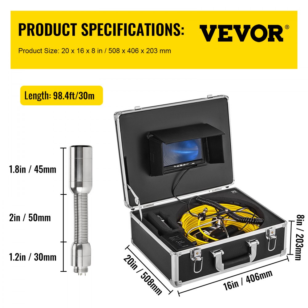 Rioolinspectiecamera 7 inch pijpcamera-inspectie 30m industriële pijpinspectiecamera Waterdichte drainagedetectie met 1000TVL HD-camera 4500mAh grote batterij Rioolinspectiecamera 7 inch pijpcamera-inspectie 30m industriële pijpinspectiecamera Waterdichte drainagedetectie met 1000TVL HD-camera 4500mAh grote batterij