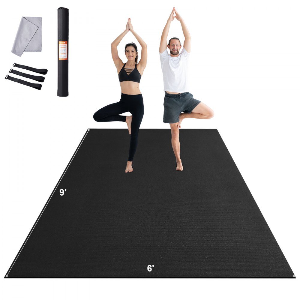 Trainingsmatte, rutschfeste Premium-Yogamatte mit hoher Dichte, Übungs-Yogamatte für Männer und Frauen, Fitness- und Trainingsmatte mit Tasche und Gurt, für alle Arten von Heim-Yoga, Pilates und Bodentraining (2,7 x 1,8 m)