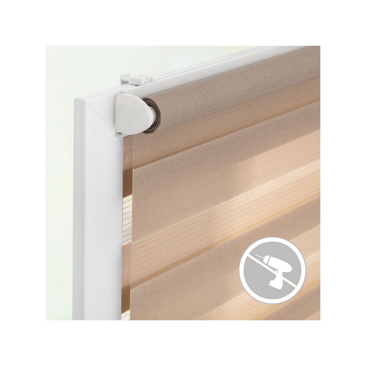 Lichtblick Duo roller blind Klemmfix, no drilling required, from 45 x 150 cm (taupe, 70x150 cm)