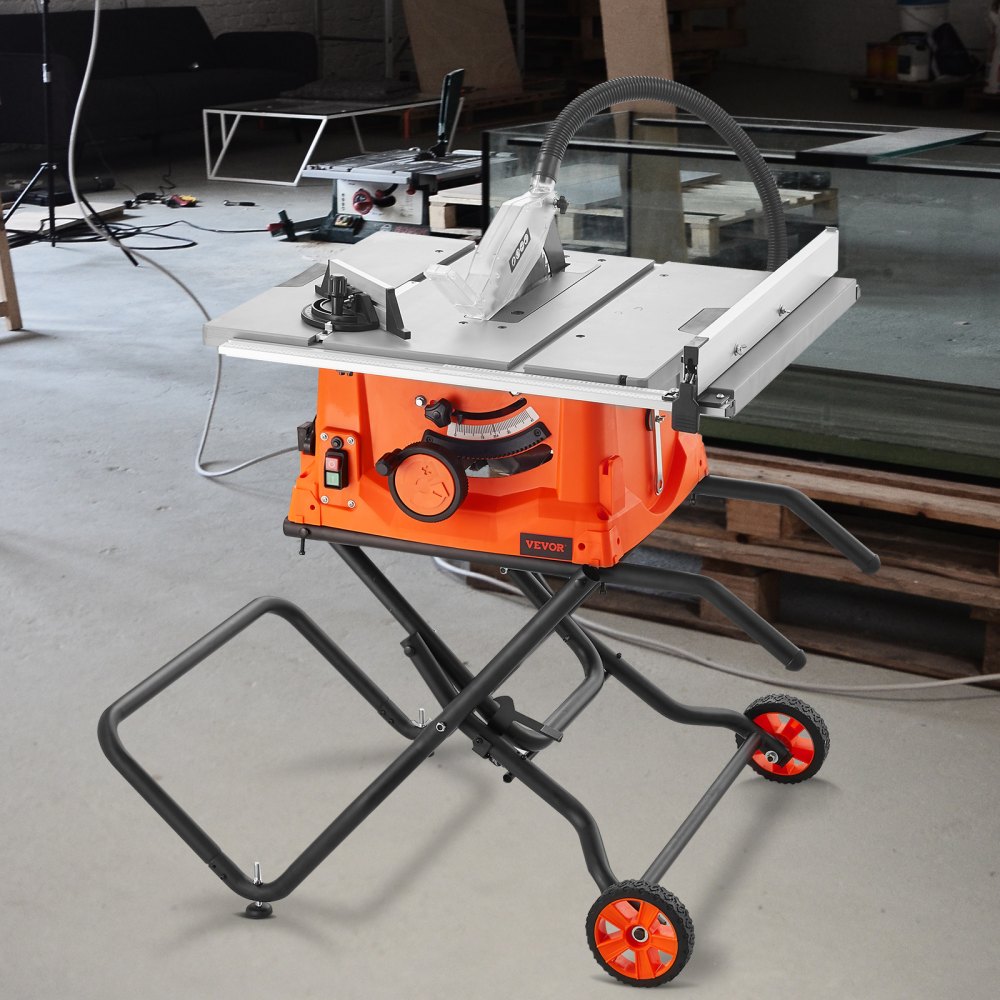 Scie à table 1800 W, scie à table Ø254 mm, 4800 tr/min, section transversale 85 mm à 90°, coupe en biseau 55 mm à 45°, butée d'angle -60˚/60˚, idéale pour couper du bois et pour les projets de menuiserie de bricolage