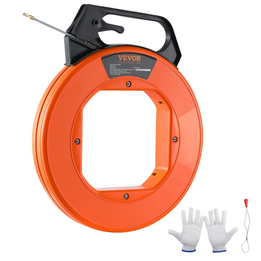 Fish Tape 100ft 3/16" glasvezel draadtrekker met geoptimaliseerd lichaam en handvat, eenvoudig te gebruiken kabeltrekker, flexibel draadvisgereedschap voor muren en elektrische draden, niet-geleidend