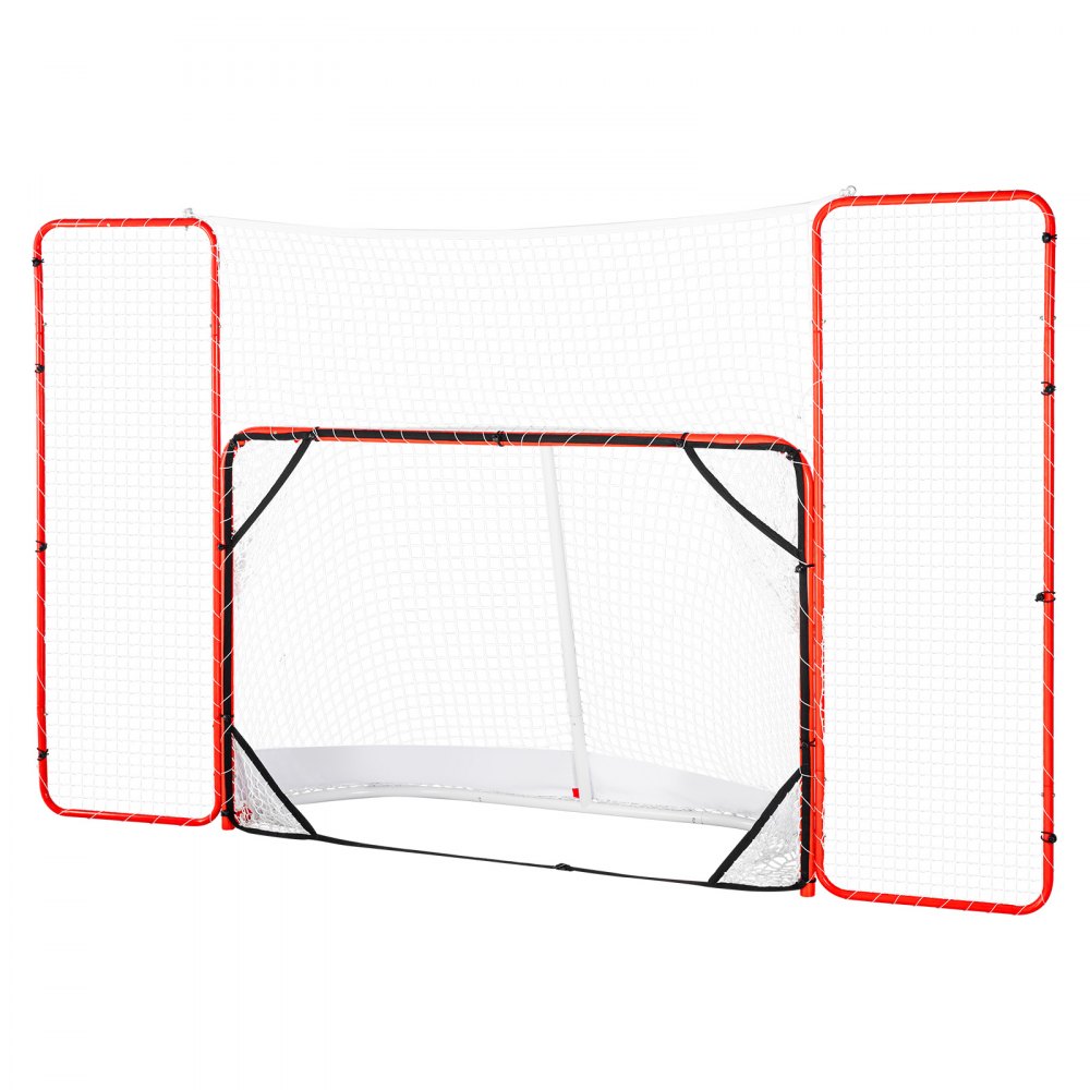 Hockey Goal Street Hockey Net with Backstop and Goals, Street Hockey Goal Hockey Net, 310x183cm Pro Hockey Training Goal Set, Portable Indoor Outdoor Hockey Goal with Net, White/Red, Training Hockey Goal Street Hockey Net with Backstop and Goals, Street Hockey Goal Hockey Net, 310x183cm Pro Hockey Training Goal Set, Portable Indoor Outdoor Hockey Goal with Net, White/Red, Training