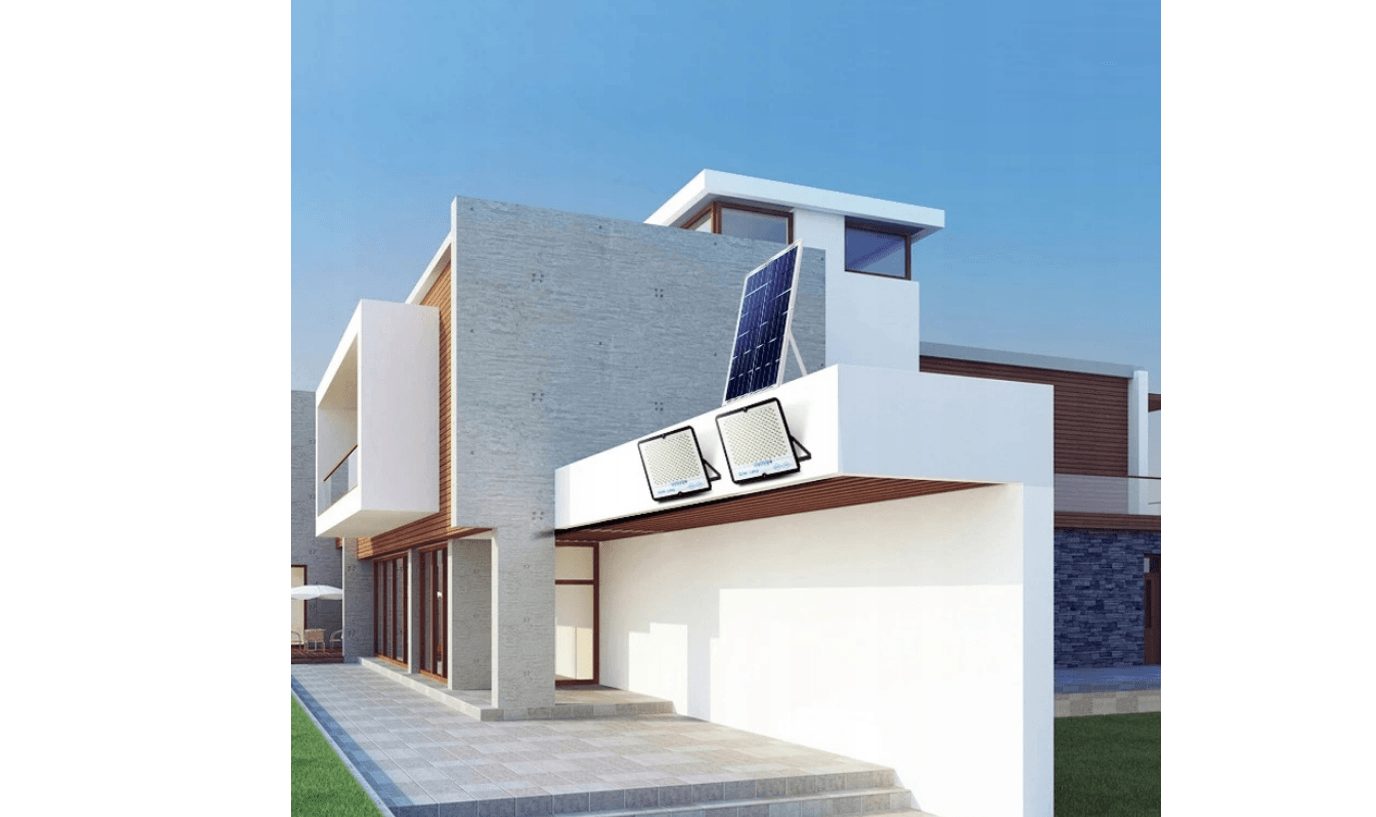 Solarlampe 400W Strahler mit Dämmerungssensor und Fernbedienung XXL Starterset