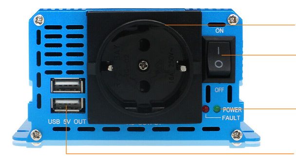 Spanningsomvormer 1000 W 2000W zuivere sinusomvormer 12V naar 230V omvormer