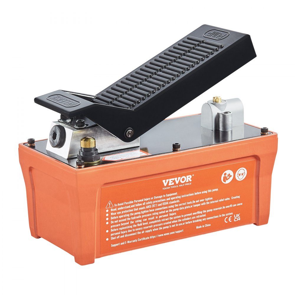 1.6L air hydraulic pump, 700 bar hydraulic pump, 0.8L/min (no load), 0.16L/min (load), hydraulic foot pump with 2m hose, confirmed air foot pump base, including air inlet adapter PTFE tape