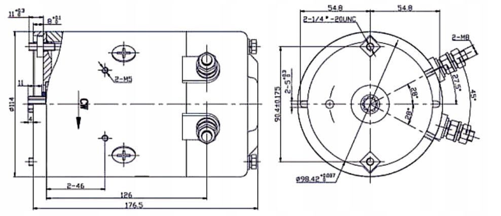Elektromotor für Hydraulikaggregate 12V 1,6KW