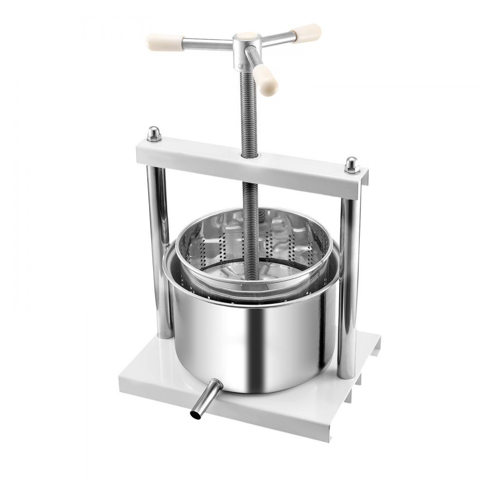 Fruit Wine Press, Fruit Grinder (5L), with 2 Stainless Steel Barrels, Manual Juicer for Wine Making, Cider Press, Apple Press, Grape Press, Olive Oil Press with Triangular Handle for Kitchen