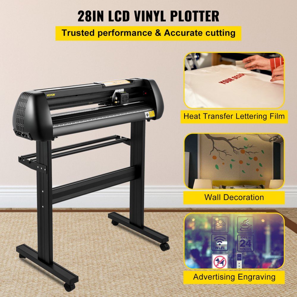 Vinyl Cutting Machine Cutting Plotter 720mm SignMaster Floor Stand Plotter Machine Cutting Speed ​​10-800mm/s Cutting Force 10-500g Stepper Motor Five Vinyl Rolls 16MB 13.5kg