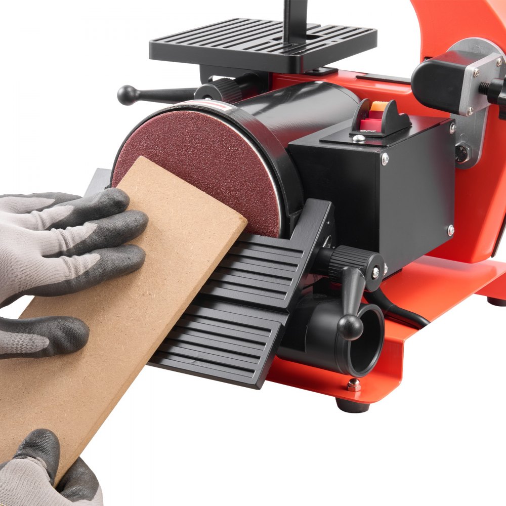 Ponceuse à disque à bande 250 W, ponceuse à disque 127 mm et ponceuse à bande 25,4 x 762 mm, avec table de travail réglable de 0 à 45° et ouverture d'aspiration de poussière pour le travail du bois et l'affûtage des couteaux