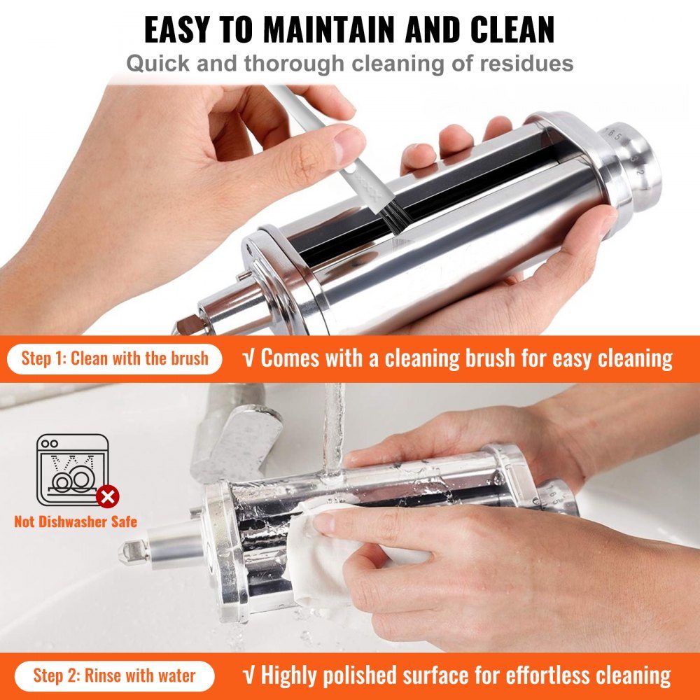 3 Piece Stainless Steel Manual Pasta Machine, Stainless Steel Fresh Manual Pasta Rolling Machine, Italian Flat Dough Machine, Pasta Machine, Includes Cleaning Brush for Spaghetti, Lasagna, etc