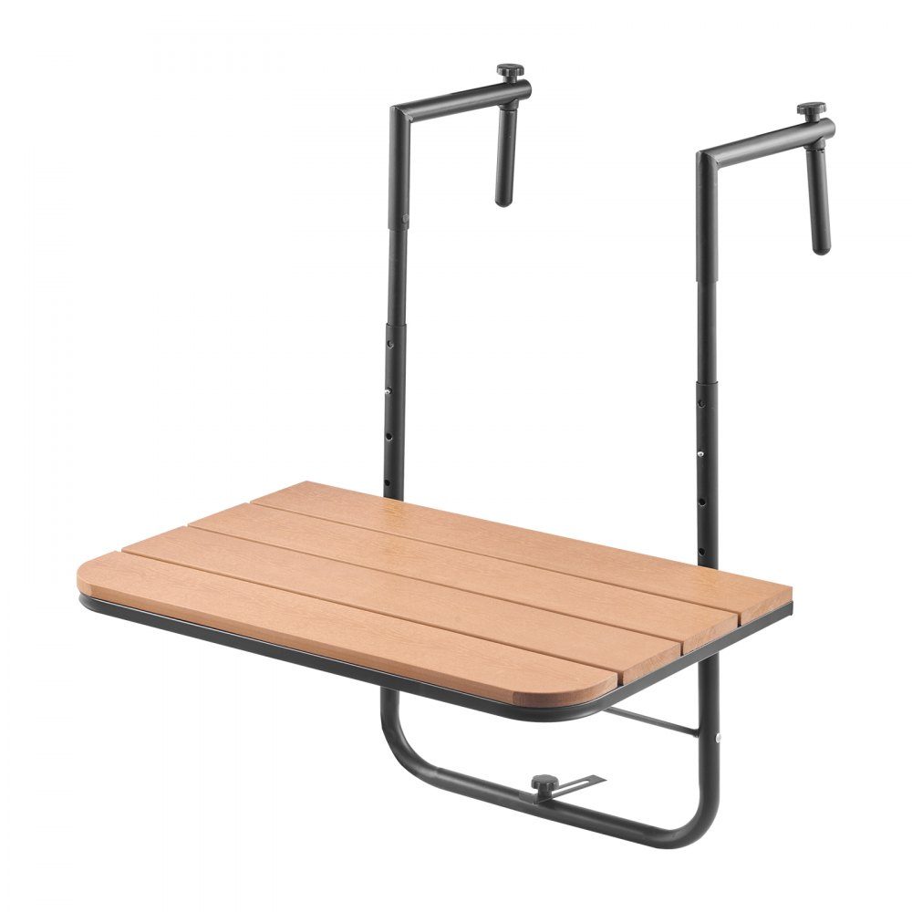 Balkontisch, 595 x 400 mm, klappbarer Balkon-Hängetisch, Klapptisch für Außengeländer, 4 Ebenen verstellbar, passend für Geländer von 2,54 bis 21 cm, Serviertisch für Terrasse und Deck