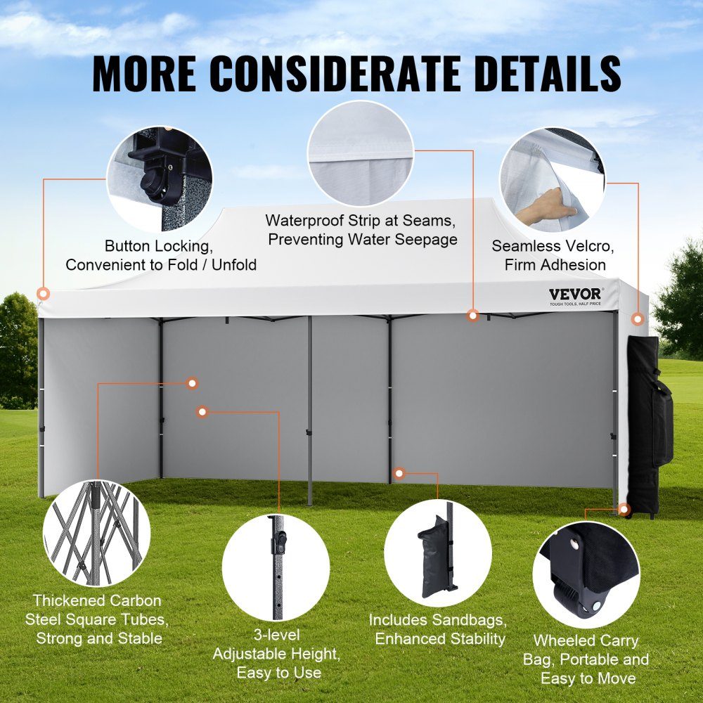 Pavillon 304,8x609,6x320cm Gartenzelt 500D PU Silberstoff Faltpavillon höhenverstellbar inkl. Aufbewahrungstasche, Partyzelt, 12–16 Personen, Pop-Up-Zelt, Gartenpavillon für Campingausflug