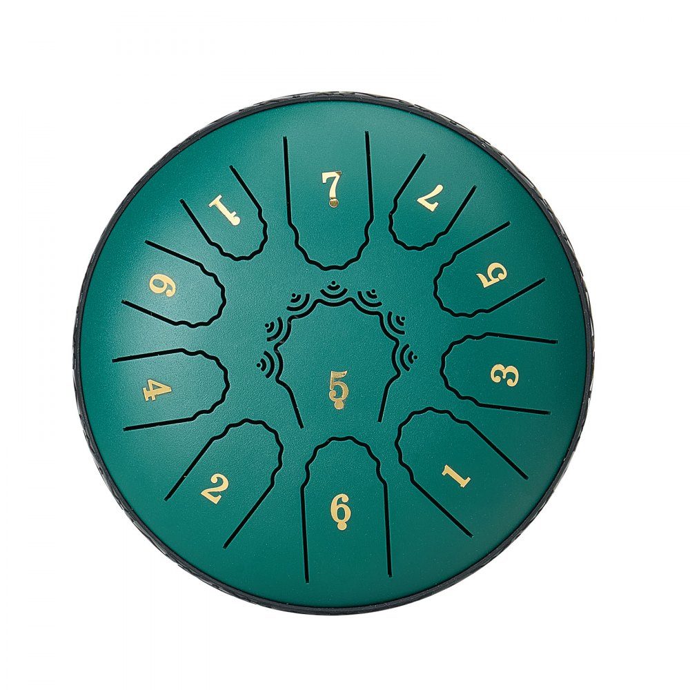 Tambour de langue, 165 mm, tambour de pluie 11 tons, tambour de musique majeur en D avec livre de musique et maillets, tambour de langue en acier, poêle en acier, pour méditation, yoga, débutants, cours de musique, vert