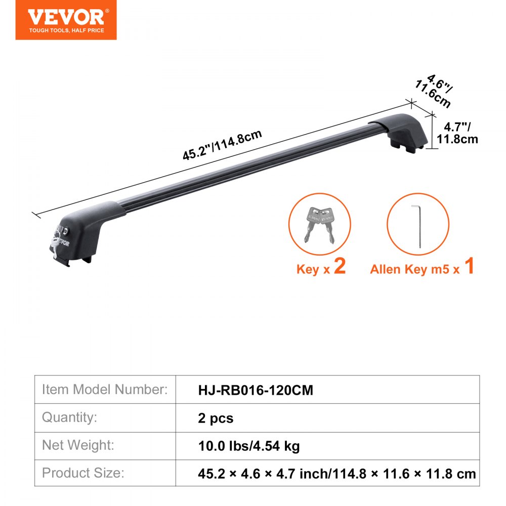 Porte-bagages de toit universel pour voiture, barre transversale en aluminium, capacité de charge de 90 kg, convient pour rail latéral surélevé avec espace, convient pour une distance intérieure de la poutre de toit de 102 à 108 cm. Porte-bagages de toit universel pour voiture, barre transversale en aluminium, capacité de charge de 90 kg, convient pour rail latéral surélevé avec espace, convient pour une distance intérieure de la poutre de toit de 102 à 108 cm.