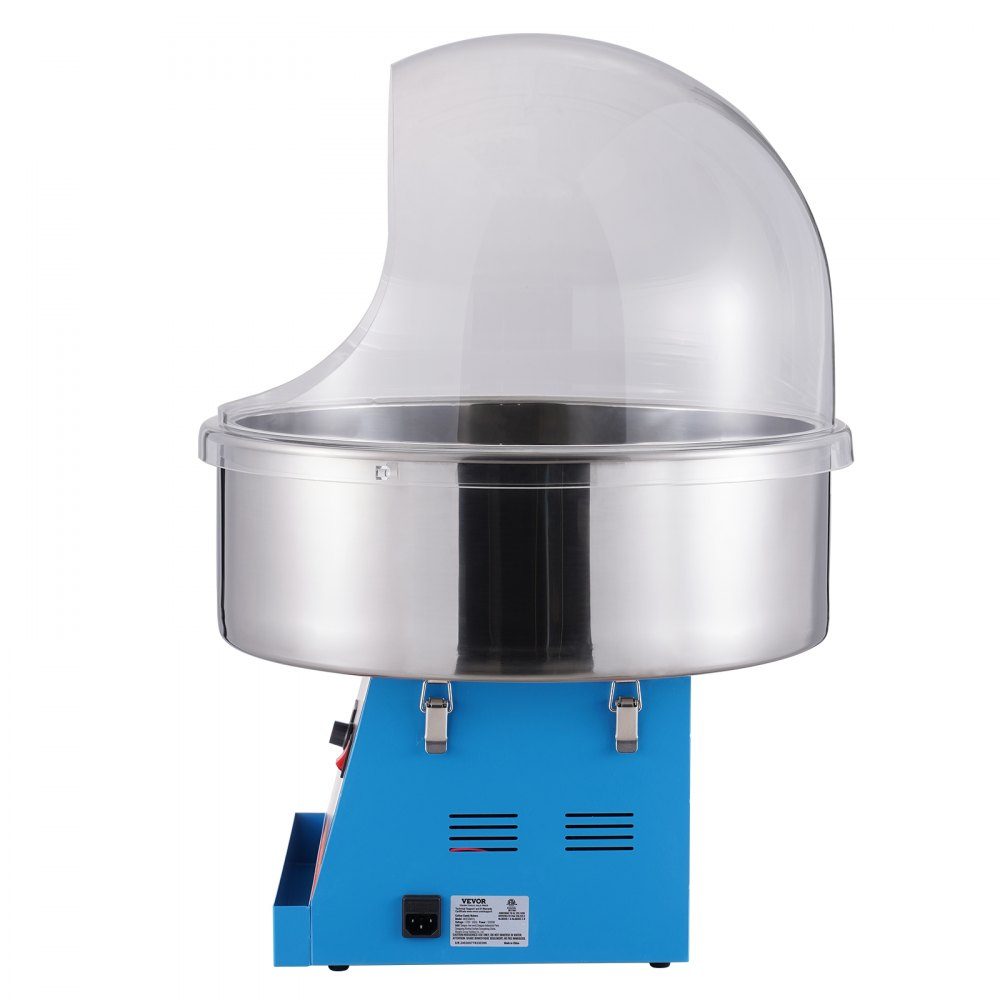 Elektrische suikerspinmachine, 1000 W suikerspinmachine, commerciële suikerspinmachine met deksel, roestvrijstalen kom en suikerlepel, perfect voor familiebijeenkomsten, feesten (blauw)