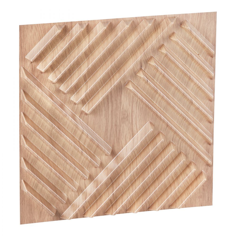 3D Wall Panels Set of 12 150x50cm Modern Minimalist Style PVC Wall Panels 2.97m² Area Interior for Bedroom Living Room Playroom Light Wood Color