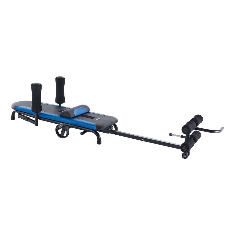 Rektrainer tot 160 kg, robuuste tuimeltafel met stabiele constructie, rugtrainer om de wervelkolom en nek te ontlasten, rugstrekbank met handmatige wielbediening blauw zwart