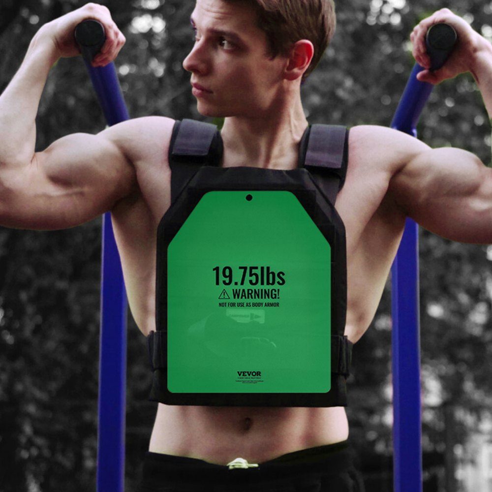 Weight Vest Weight Plates 8.9kg Pair Premium Steel Weight Plates Ergonomic Fit - WODs Extra Weight for Weight Vests Strength Training Running Fitness Green