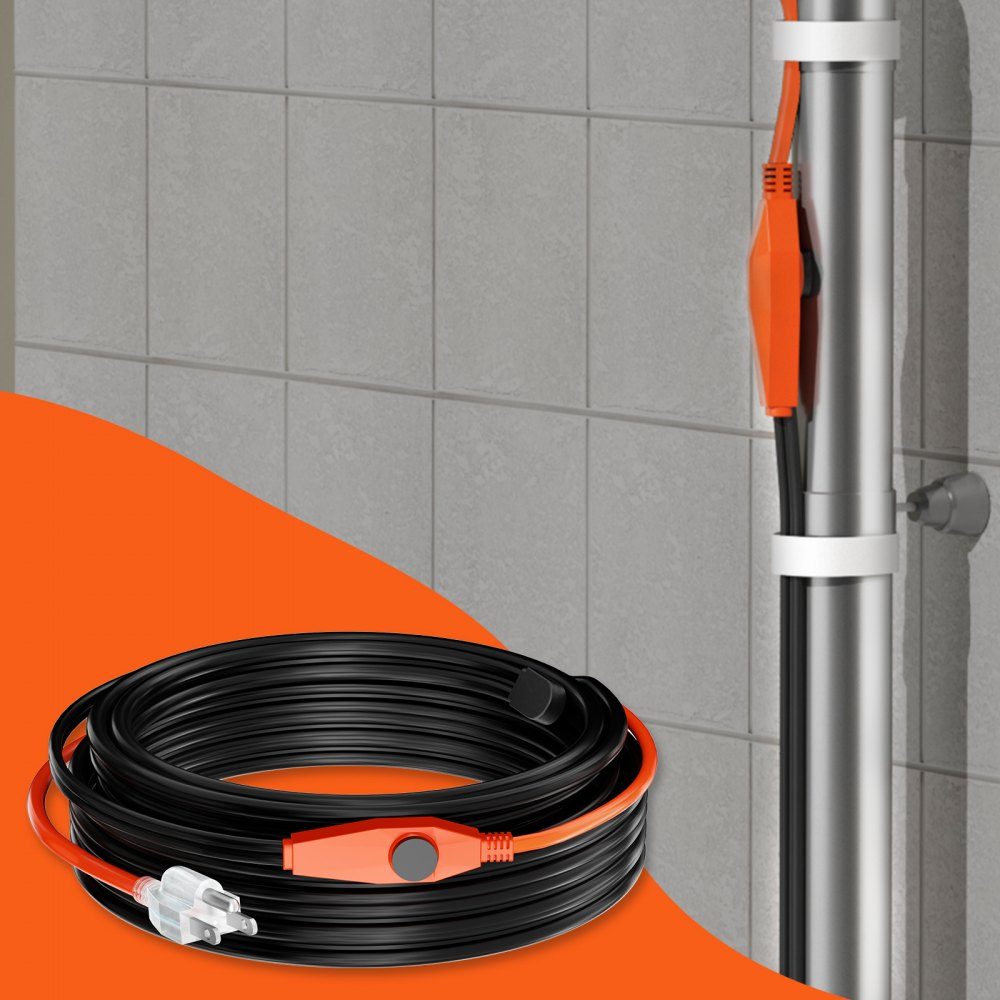 Câble chauffant pour tuyaux 25 m 23 W/m Ruban chauffant pour tuyaux avec thermostat intégré Le câble chauffant pour tuyaux d'eau protège les tuyaux en PVC, les tuyaux en métal et en plastique du gel