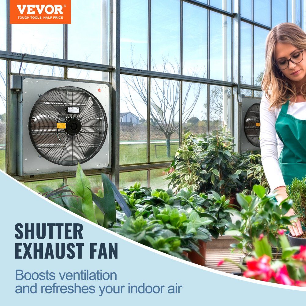 Afzuigventilator 610 mm 1400 RPM 2892CFM wandgemonteerde aluminium zolderventilator met AC-motor ventilatie en koeling voor kas garage schuur winkel – Artikelnr. HT-22742