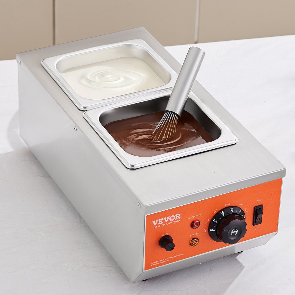 Chocolade smeltkroes, commerciële elektrische chocoladesmelter, 800W roestvrijstalen smeltkroes, 2 x 3,5L container, chocoladesmeltmachine, smeltkroes