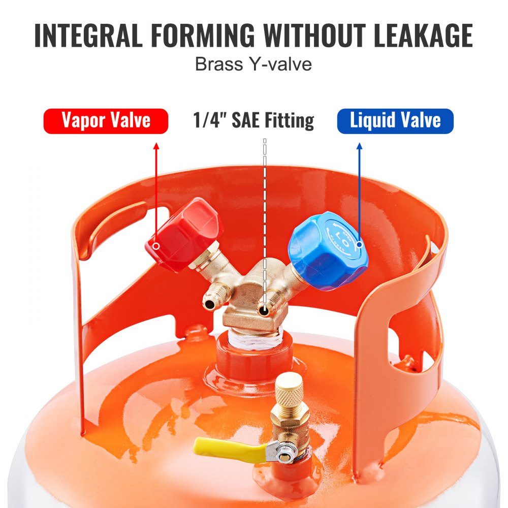 Refrigerant Recovery Tank 13.61kg 27.6bar Reusable Cylinder Tank Φ 250 x 390mm Refrigerant Recovery Tank Orange HP295-Stahl Refrigerant Recovery Tank