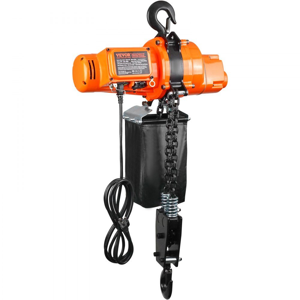 Elektrische kettingtakel, 998 kg draagvermogen, 6 m hefhoogte, 11.500 tpm, takel met ketting, 100 m draadloos en 4,5 m bedrade afstandsbediening, lier voor garage, werkplaats en thuis