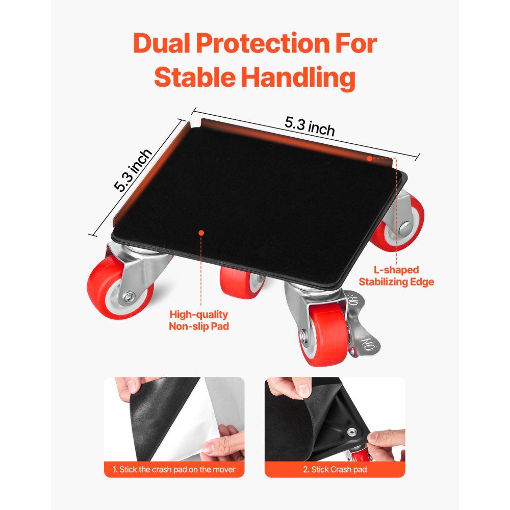 Furniture Trolley Max Load 544kg Heavy Duty Furniture Transporter with 5 x 360° Rotating Wheels Furniture Roll Furniture Lifting Pushing Tool Set for Household Appliances Sofa Refrigerator Washing Machine