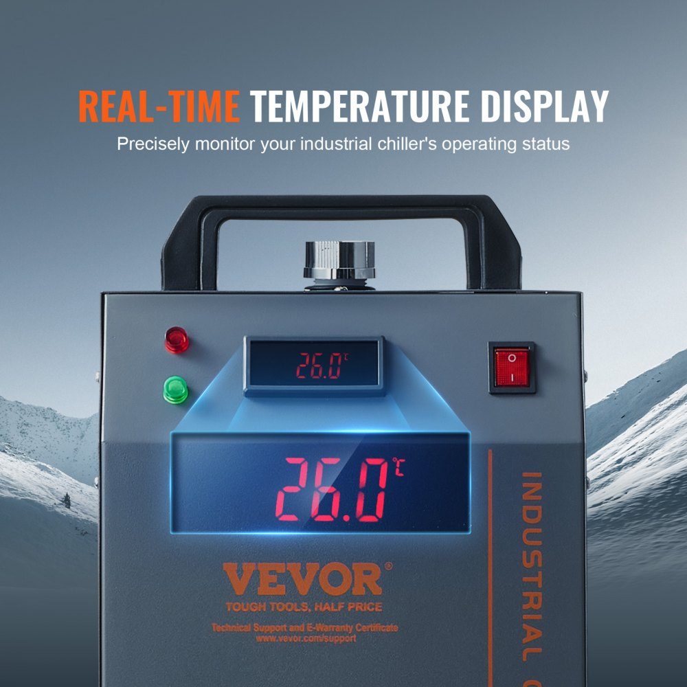 Industrial Water Chiller, CW-3000, 80W Air Cooled Industrial Water Chiller Cooling System with 12L Water Tank Capacity, 12L/min Maximum Flow Rate, for Laser Engraving Machine Cooling Machine