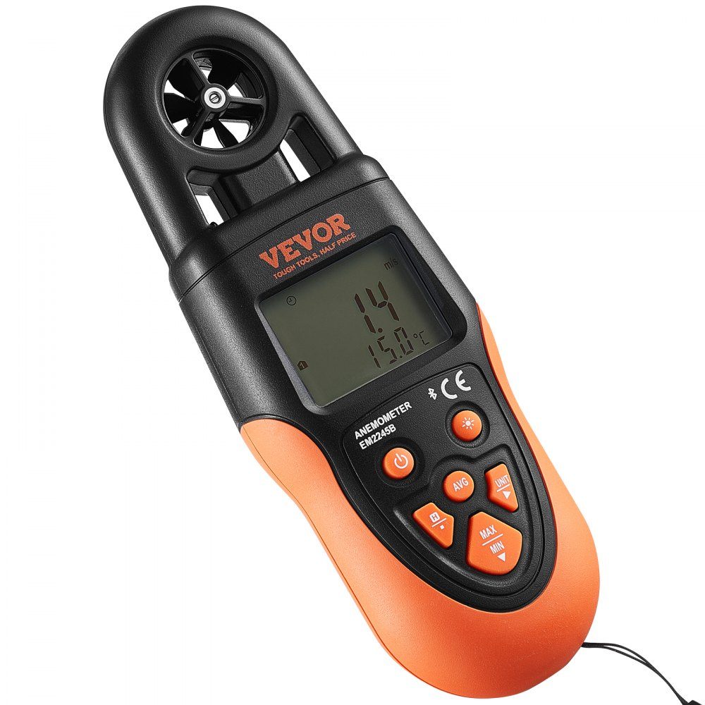 Anemometer 78,4 MPH Luftgeschwindigkeitsmesser 191 x 67 x 43 mm Anemometer IP44 Windmesser Windstärkemesser MAX/MIN/AVG/CU Windgeschwindigkeitsdaten Bluetooth-Geschwindigkeitsmesser