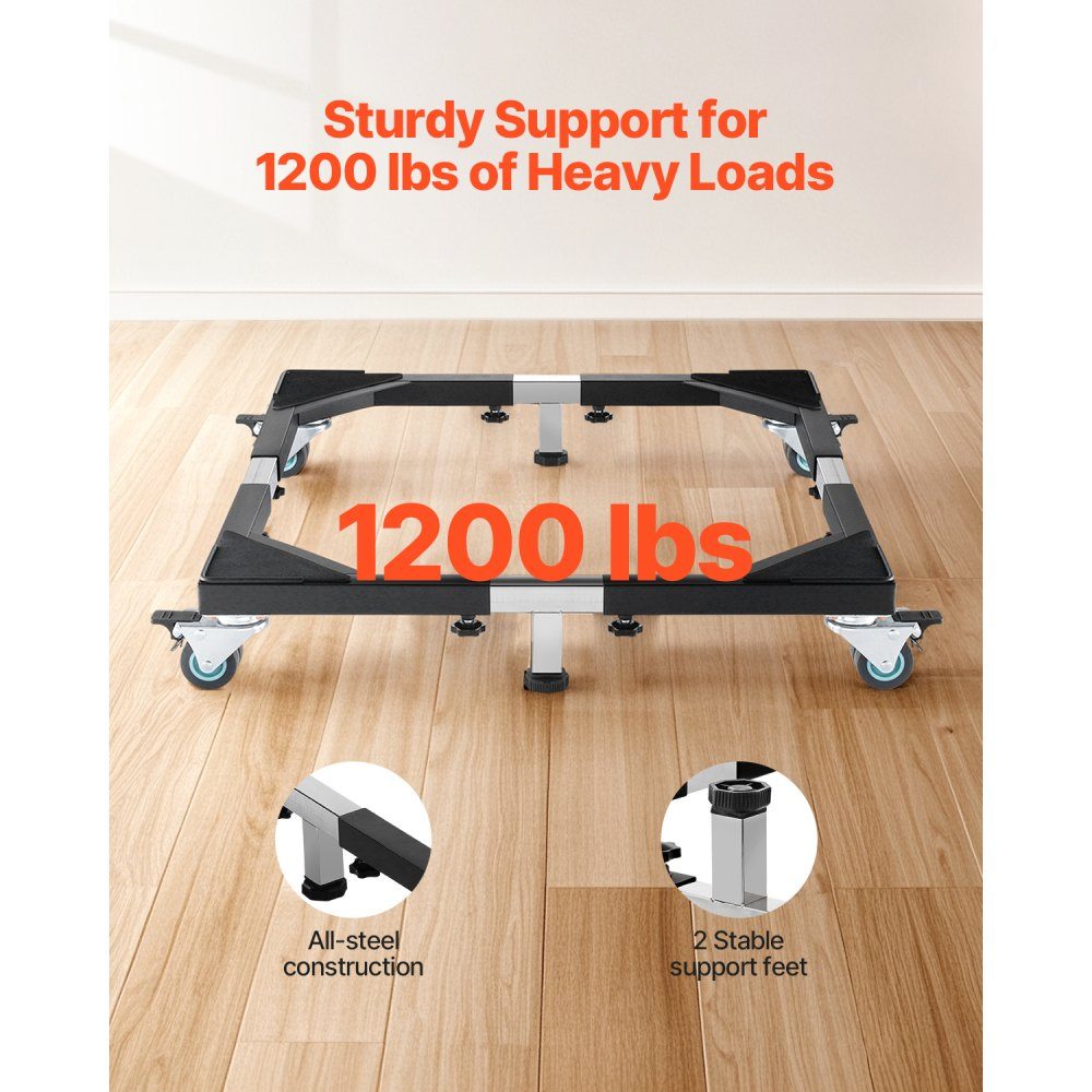 Fridge Stand, Mobile Base, 540kg Load Capacity, Washing Machine Stand with 8 Lockable Double Wheels & 4 Brakes, 58-93cm Furniture Trolley for Washing Machine, Fridge & Dryer