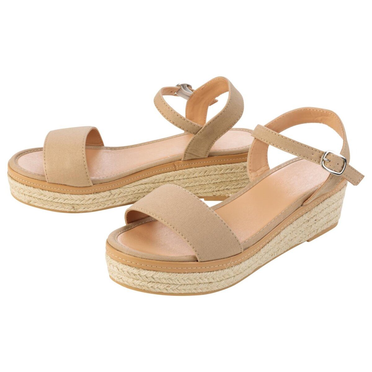 esmara® Damen Keilsandaletten, im sommerlichen Bast-Look (Beige, 36)