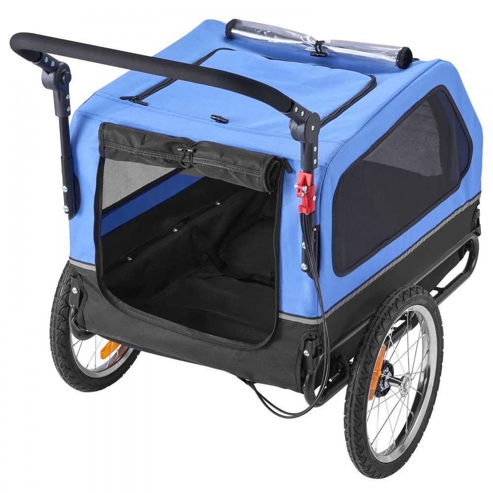 Przyczepka dla psa do 40 kg, przyczepka rowerowa 2 w 1 dla małych i dużych psów, składana rama z kołami, uniwersalny zaczep rowerowy, w komplecie flaga, smycz wewnętrzna, 1380x755x800 mm