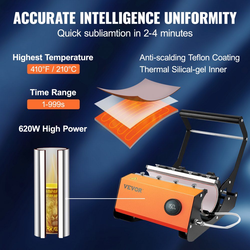 Mug Sublimation Press 600W Mug Printing Sublimation Press 0.33-0.89L Mug Heat Press Mug Press DIY Ceramic/Stainless Steel/