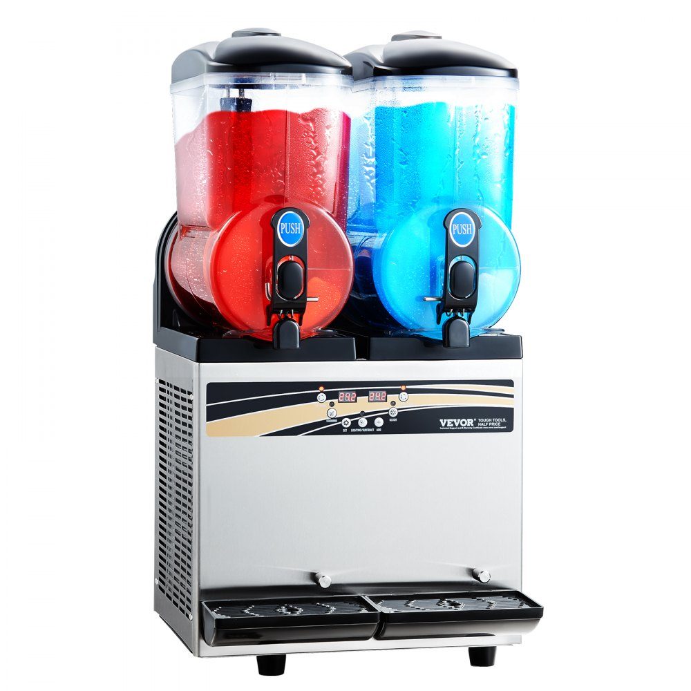 Commercial Frozen Drink Maker, 15L x 2 Slush Machine with Two Tanks, 120 Cup Stainless Steel Margarita Smoothie Machine, Slush Maker for Home Party, Restaurants, Cafes, Bars