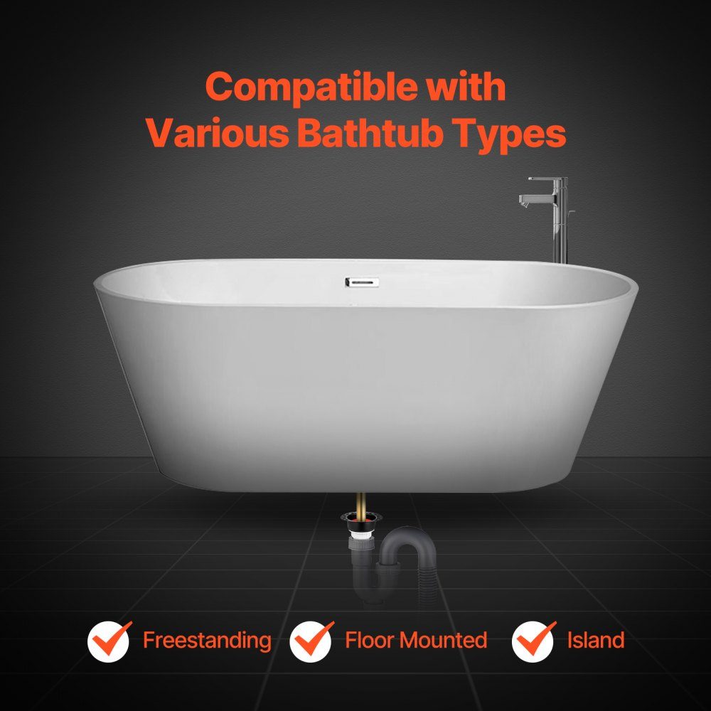 PVC Freestanding Bathtub Drain Set, Coarse Bathtub Drain Set with PVC Drain Adapter, Compatible with Freestanding Bathtubs, Floor Mounted Bathtubs and Island Bathtubs