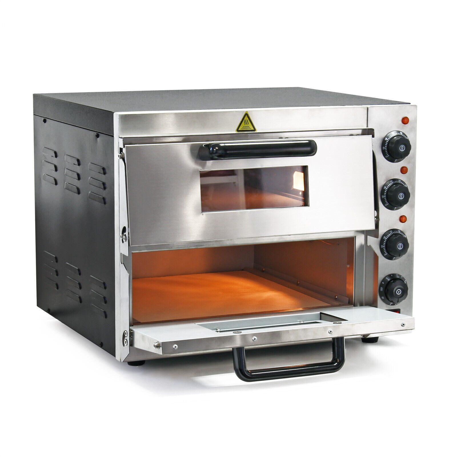 Four à pizza 3000W four 2 niveaux inox pierre à pizza four gastro brique Réf. ractaire