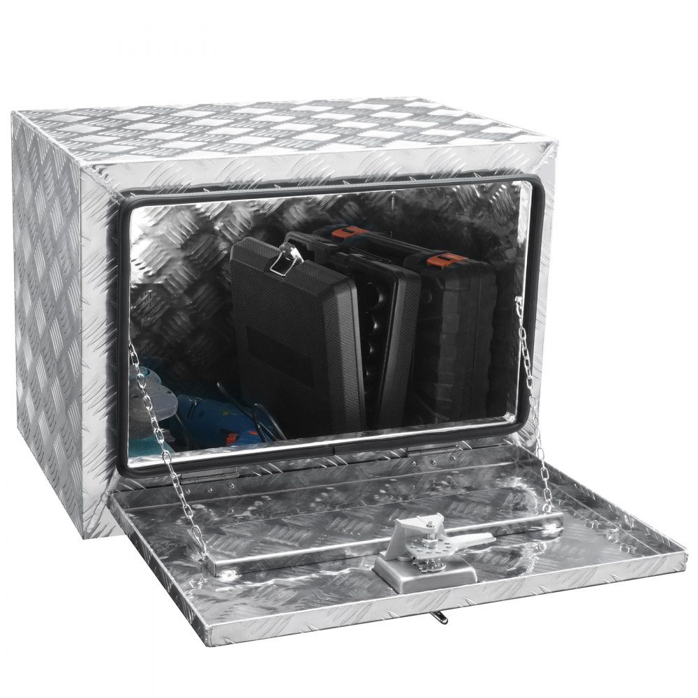 Underbody Truck Box, 610x335x405mm Pickup Storage Box, Aluminum Tool Box with Lock and Keys, Waterproof Trailer Tool Box for Trucks, Vans, Trailers etc