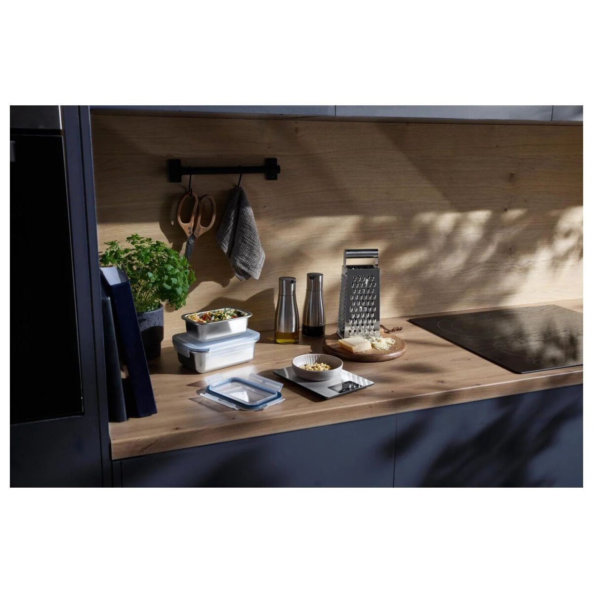 SILVERCREST® voedselbewaarcontainerset van roestvrij staal (vierkant, zilver/zwart)
