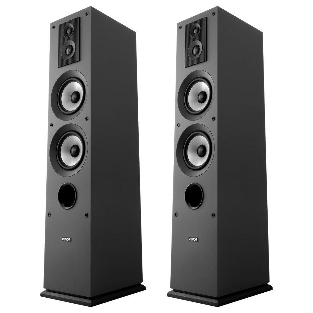 Passives Standlautsprecherpaar, 3-Wege-System mit 3/4"- und 1"-Hochtöner, zwei 5,25"-Tieftöner, 145 W Spitzenleistung, 70 Hz-20 kHz Frequenzgang, MDF-Gehäuse, für Home-Audio