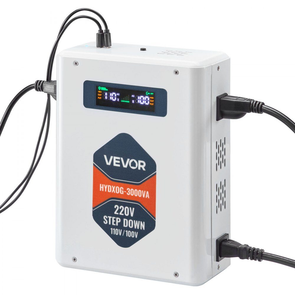 Step Down Voltage Converter 3000VA Heavy Duty Converter 220V to 110V Power Transformer with 2 US Sockets USB Output LCD Display Temperature Protection for 110V Devices