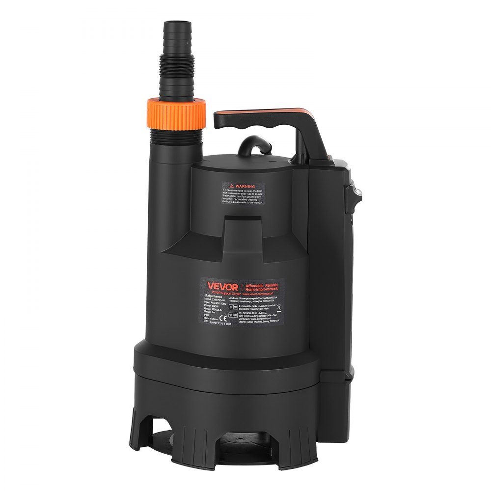 690W Tauchpumpe, 17500L/h, PP-GF20 Schmutzwasserpumpe für Abwasser, Schmutzwasser & Reinwasser mit automatischem Schwimmerschalter, 9m Förderhöhe, für Pools, Teiche, überschwemmte Gebiete