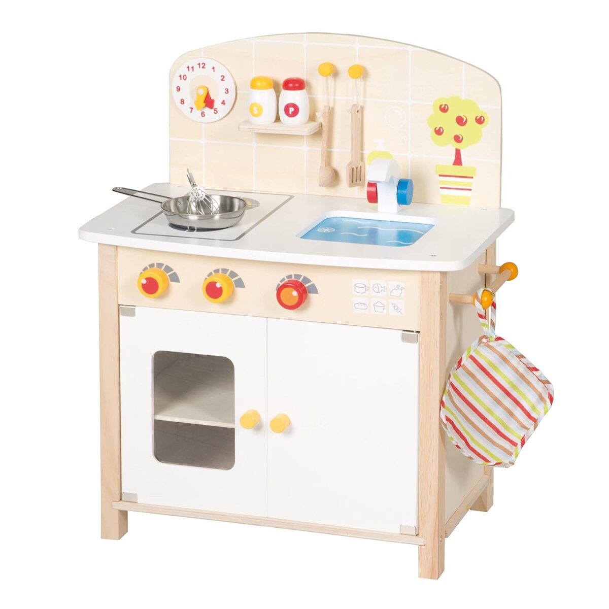 roba play kuchnia, aneks kuchenny z 2 palnikami i akcesoriami, biały/naturalny roba play kuchnia, aneks kuchenny z 2 palnikami i akcesoriami, biały/naturalny