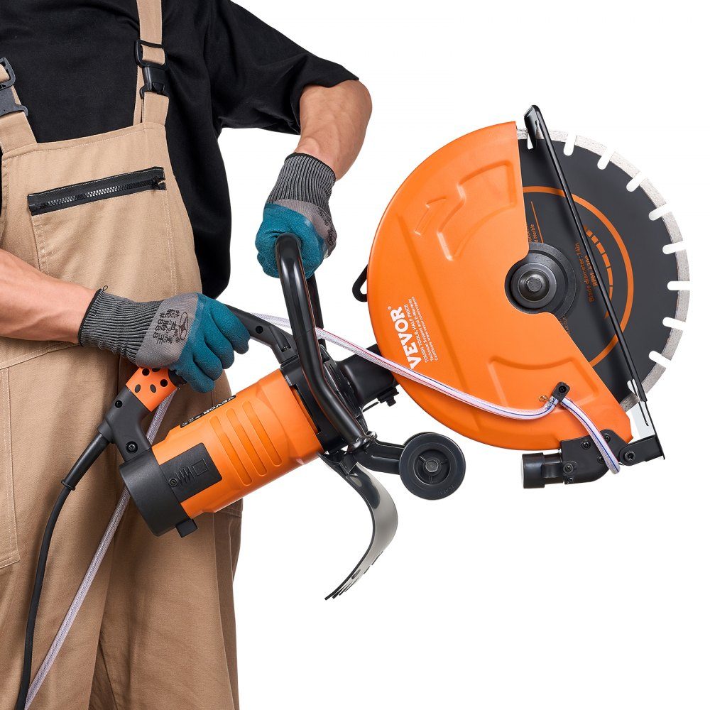 Electric Concrete Saw 356mm Heavy Duty Circular Saw 2800W Cutting Depth 127mm Wet/Dry Disc Saw with Water Pipe Water Pump Saw Blade for Stone and Brick