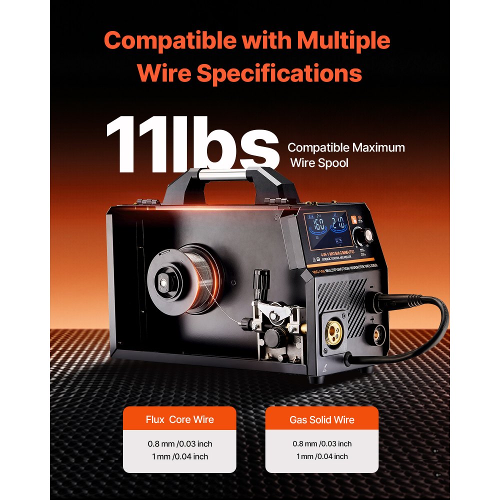 MIG-lasapparaat, 160A-lasapparaat, synergisch MIG-lasapparaat, 4-in-1 gas/MIG/MMA/Lift TIG-multiproceslasapparaat met IGBT-invertertechnologie en LCD-scherm