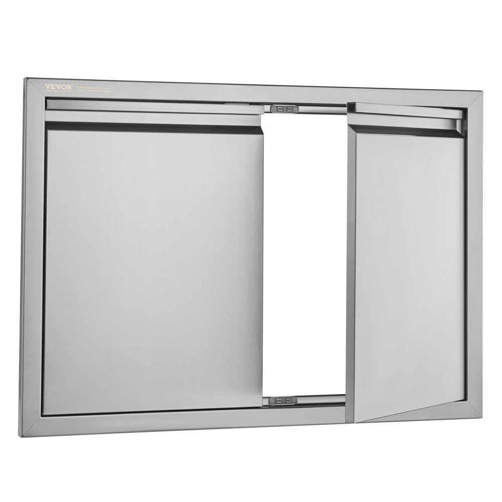 Porte d'accès au gril 762x532x45mm Double porte de cuisine extérieure encastrée en acier inoxydable, porte murale verticale avec poignées rétractables pour Grill Island Grill Station armoire extérieure, etc.